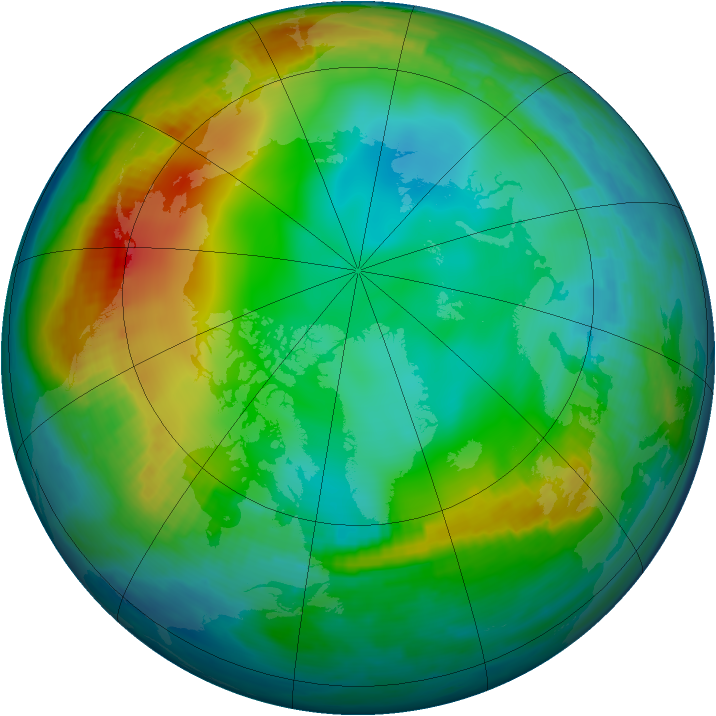 Arctic ozone map for 12 December 1999
